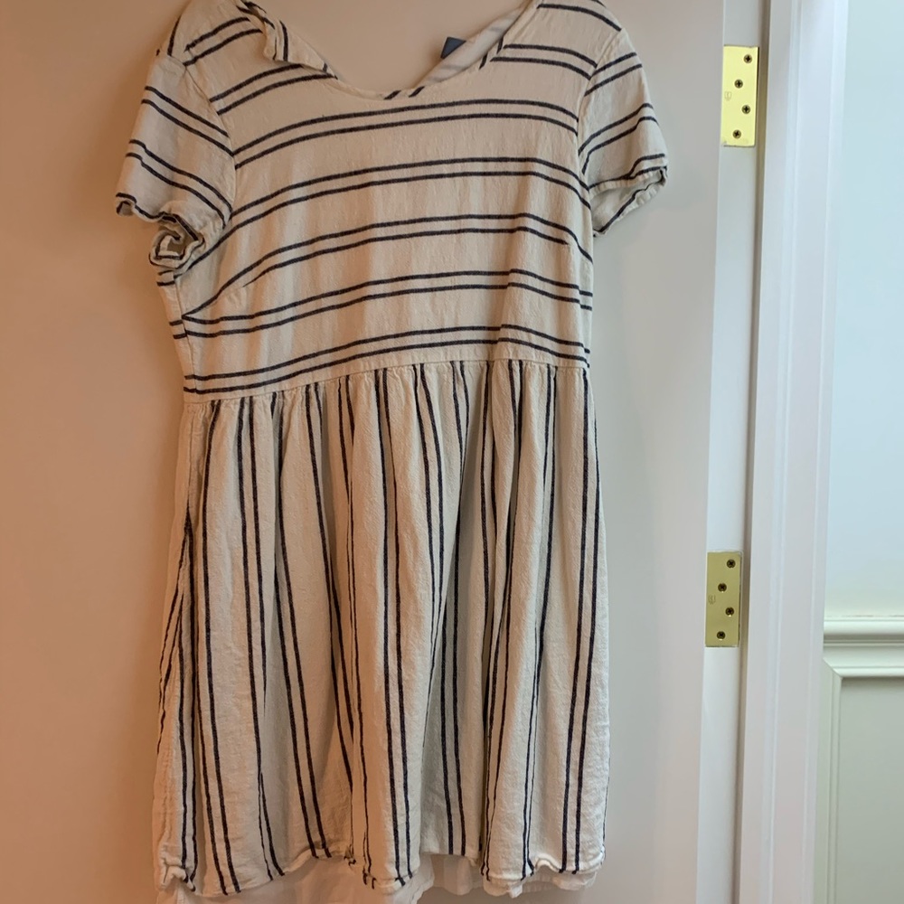 Old navy linen stripe babydoll dress